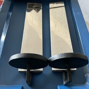 MICHAEL ARAM VINTAGE(RARE) Black and Silver Wall Candle Holders